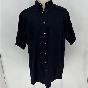 Lands' End Men's Navy Button-Down Shirt XL Tall
